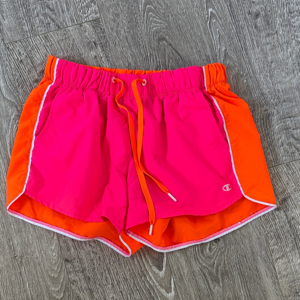 Champion Women's Vibrant Pink and Orange Athletic Shorts